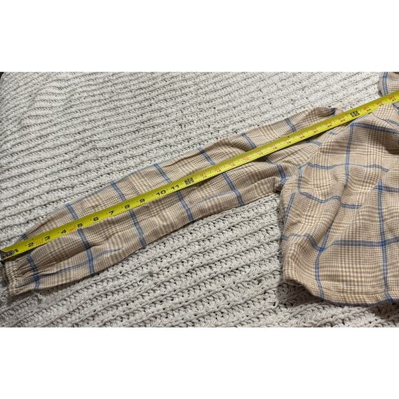 NWT Joie 2 Pc Set Cropped Long Sleeve Top Pleated Skirt Plaid Womens Medium Tan - Picture 7 of 16